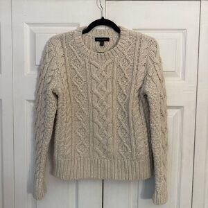 Banana Republic Cream/Oatmeal Recycled Wool Cable Knit Cream Sweater Extra Small